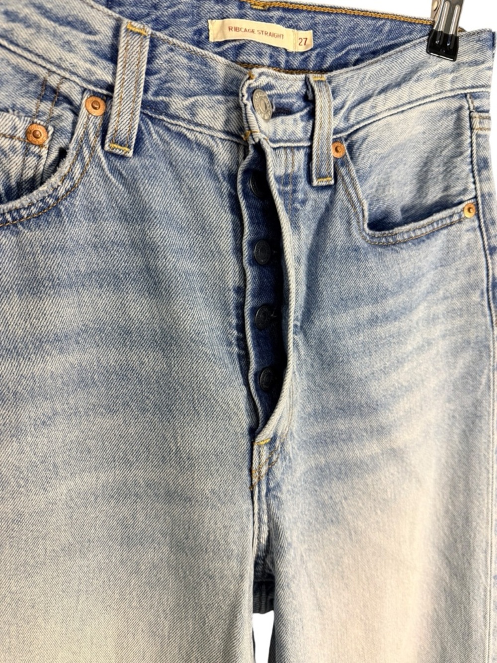 Levi’s Ribcage Straight Jeans 27x29 Light Wash High Rise Vintage Fit - Picture 6 of 9